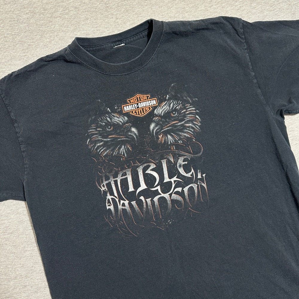 Harley Davidson Double Eagle Graphic T-Shirt Short Sleeve Black Mens Size XL